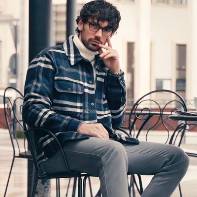 Camicia uomo over shirt disegno madras in Tartan